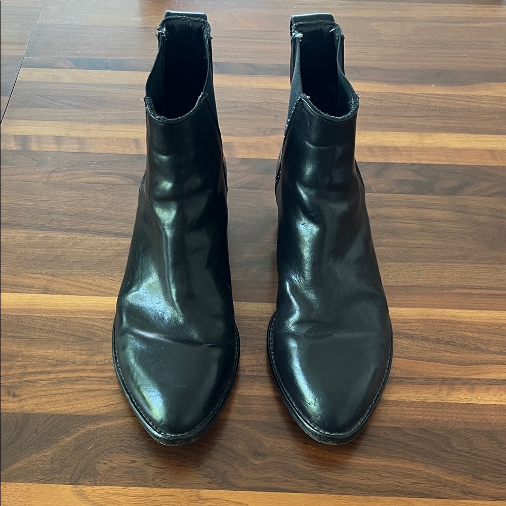 Moma Black Leather Ankle Boots Size 38